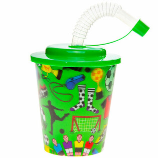Gobelet avec Paille / Gobelet &agrave; Glace - Football (12 pcs)