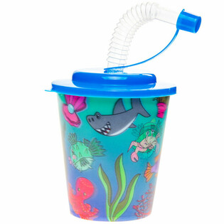 GOBELET / COUPE &Agrave; GLACE AVEC PAILLE &ndash; ANIMAUX MARINS (12 pcs)