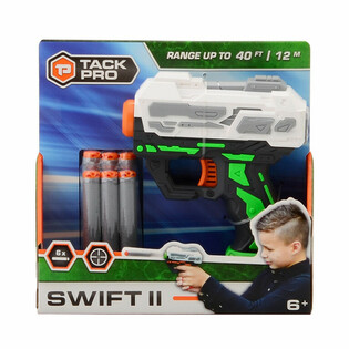 Pistolet &agrave; fl&eacute;chettes Tack Pro Swift II avec 6 fl&eacute;chettes souples