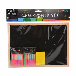 Ensemble de Tableau Noir CREA KIDS 29x21CM avec Craies et &Eacute;ponge (12 pcs)