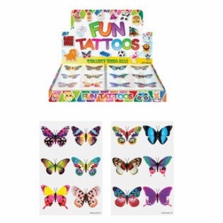 TATOUAGES RIGOLOTS - MOD&Egrave;LE : PAPILLONS EN PR&Eacute;SENTOIR (96 pcs)