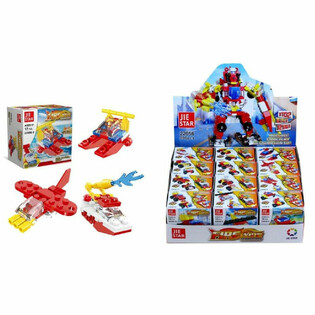 V&eacute;hicules de Pompiers en Briques de Construction - Pr&eacute;sentoir (12 pcs)