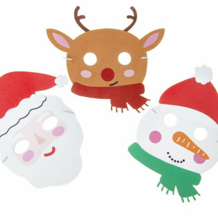 Mix de Masques de No&euml;l en Mousse - P&egrave;re No&euml;l, Renne & Bonhomme de Neige (48 pcs)