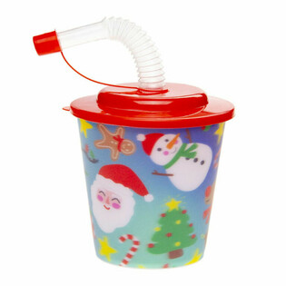 Gobelets de No&euml;l / Pots de Glace avec Paille (12 pi&egrave;ces)