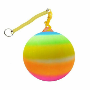 BALLE ARC-EN-CIEL AVEC CORDE / BALLE BUNGEE &Oslash;23 cm (10 pcs)