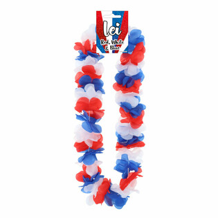 Collier Hawa&iuml;en - Rouge / Blanc / Bleu (12 pcs.)