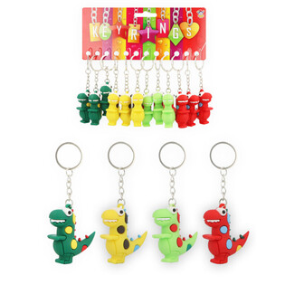 Porte-cl&eacute;s Dinosaure 3D - Couleurs Mixtes (12 pcs)