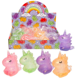 Licorne Squeeze / Squishy en Pr&eacute;sentoir (12 pi&egrave;ces)